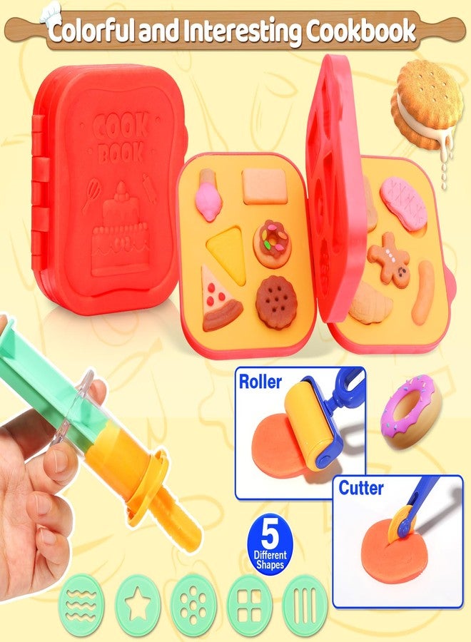 Crelloci Play Color Dough Tools Set, Deluxe 41PCS Kitchen Creations Accessories Kit, with 12 Cans Dough, Stamper Cookbook Food Mold Roller Cutter Extruder, Gift for Kids Boys Girls Ages 3+ - Image 3
